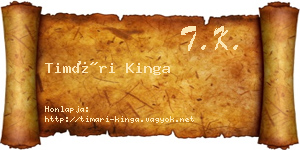 Timári Kinga névjegykártya